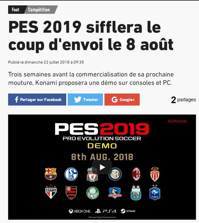 PES2019将在8月8日推出试玩版 30日正式上线！ 届时 n4 科乐美 s20 pes 免费试玩 足球 实况 实况足球 试玩 新闻资讯  第1张