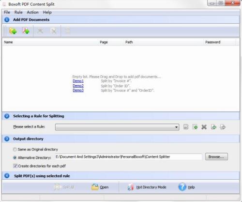 Boxoft PDF Content Split(pdf文件分割器) Split lit Boxoft 文件夹 Content 2 strong 文件 PDF on 软件下载  第1张